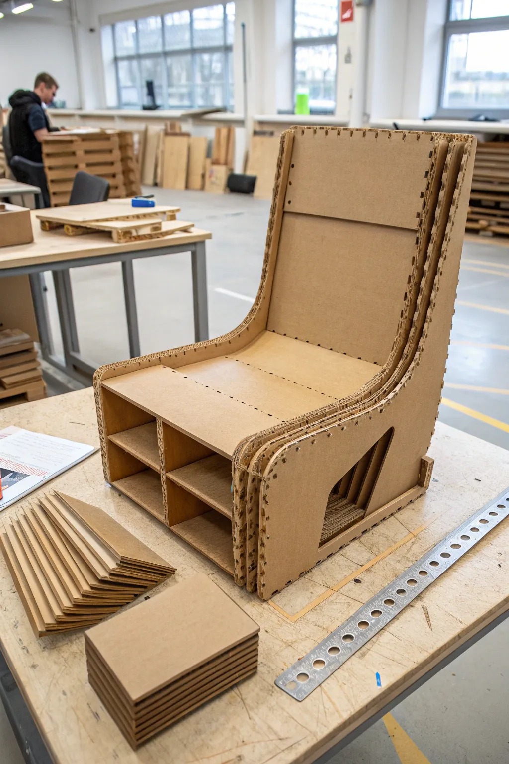 Transform your space with a modular cardboard chair that adapts to your style and needs.