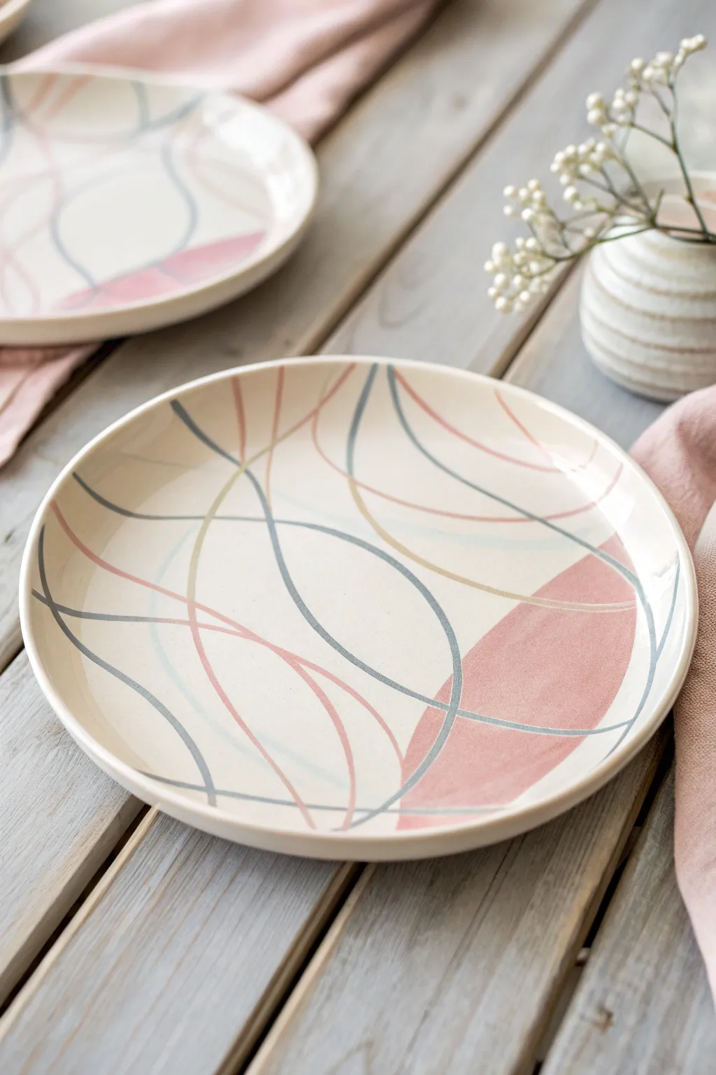 Discover the beauty of simplicity with this minimalist hand-painted ceramic plate.