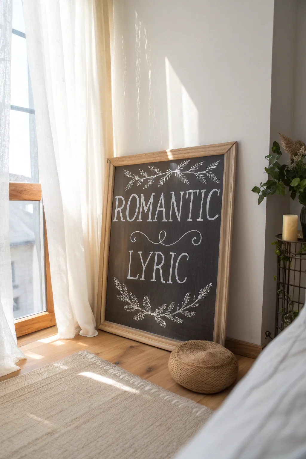Infuse your space with love: Display cherished lyrics beautifully crafted on a minimalist chalkboard.