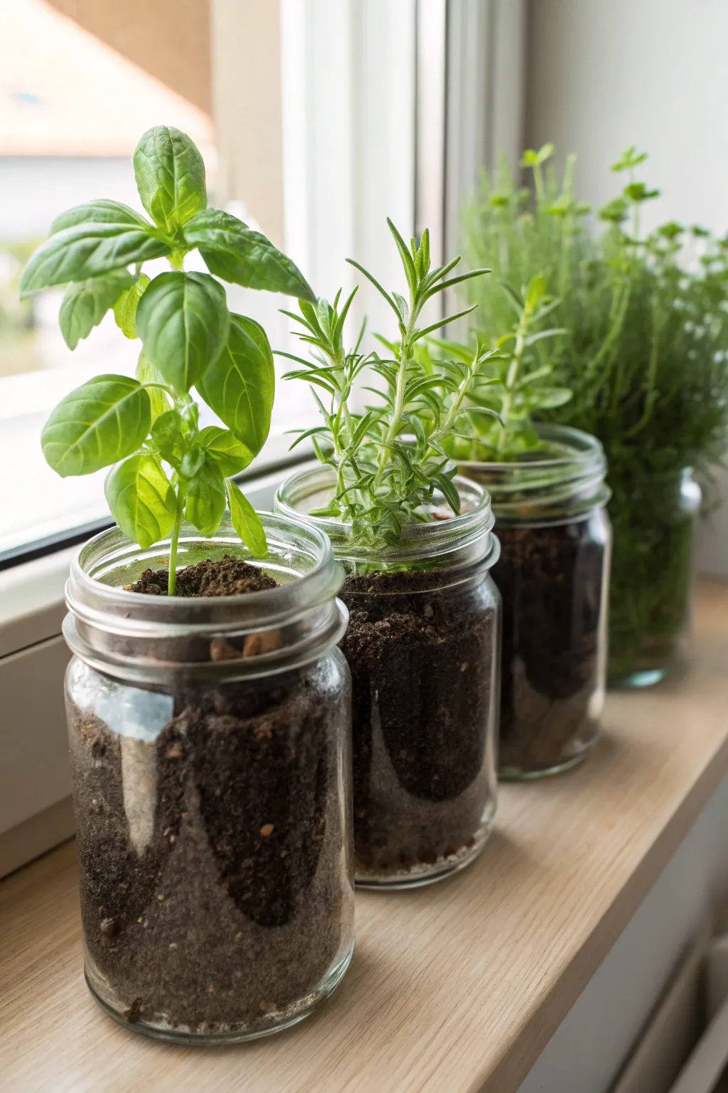 Breathe life into your kitchen with a charming Mason jar herb garden. Simplicity meets style—fresh flavors at your fingertips!