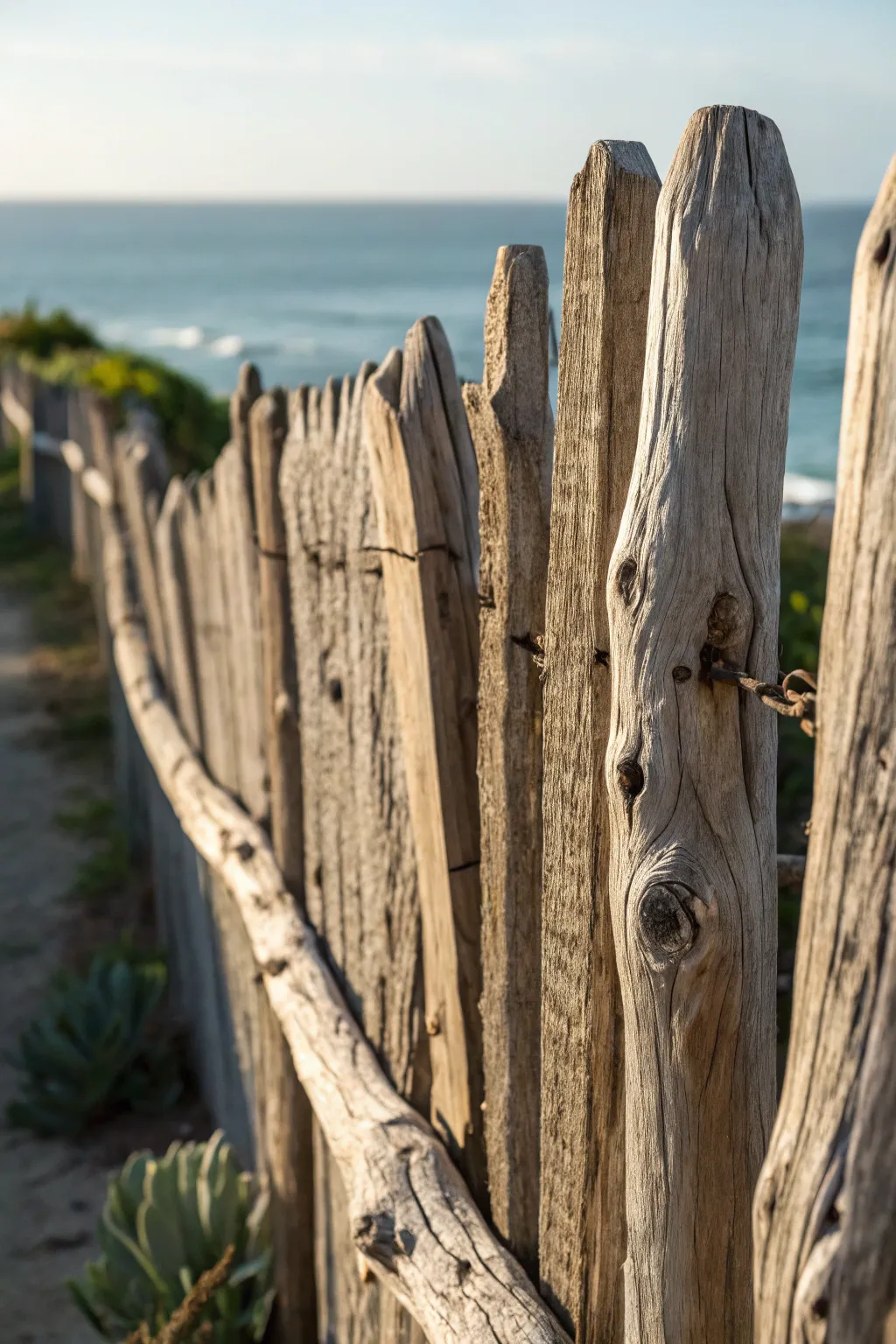 Crafted by the sea: Transform driftwood into a rustic picket fence masterpiece.