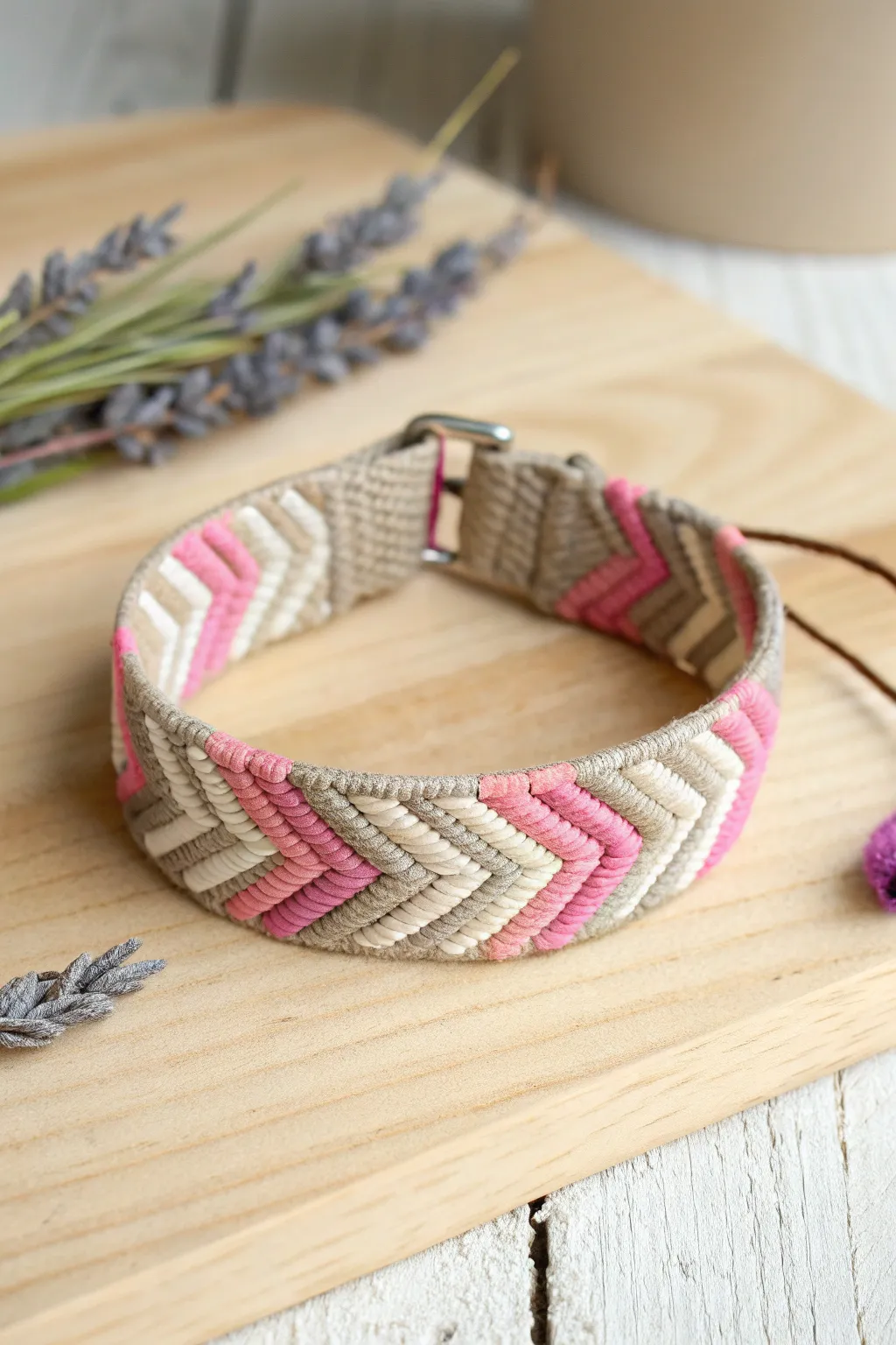 Add a pop of neon to your style with this chic chevron bracelet!