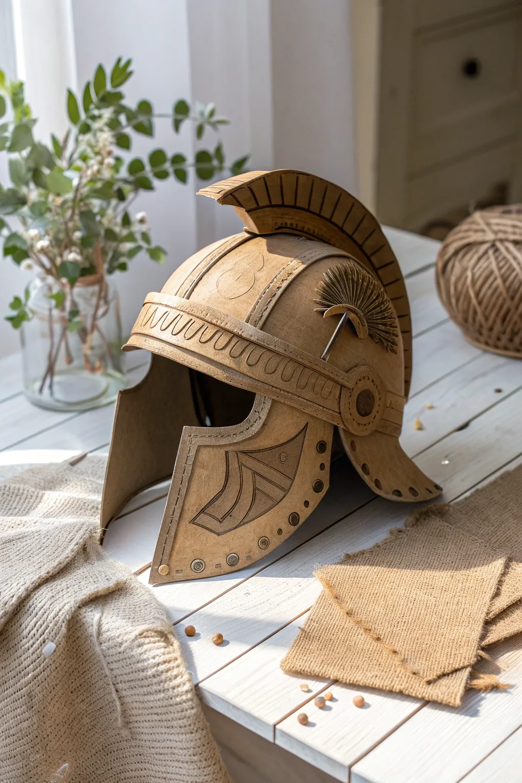 Unlock spiritual strength with this handcrafted Armor of God helmet, blending minimalist design and boho charm.