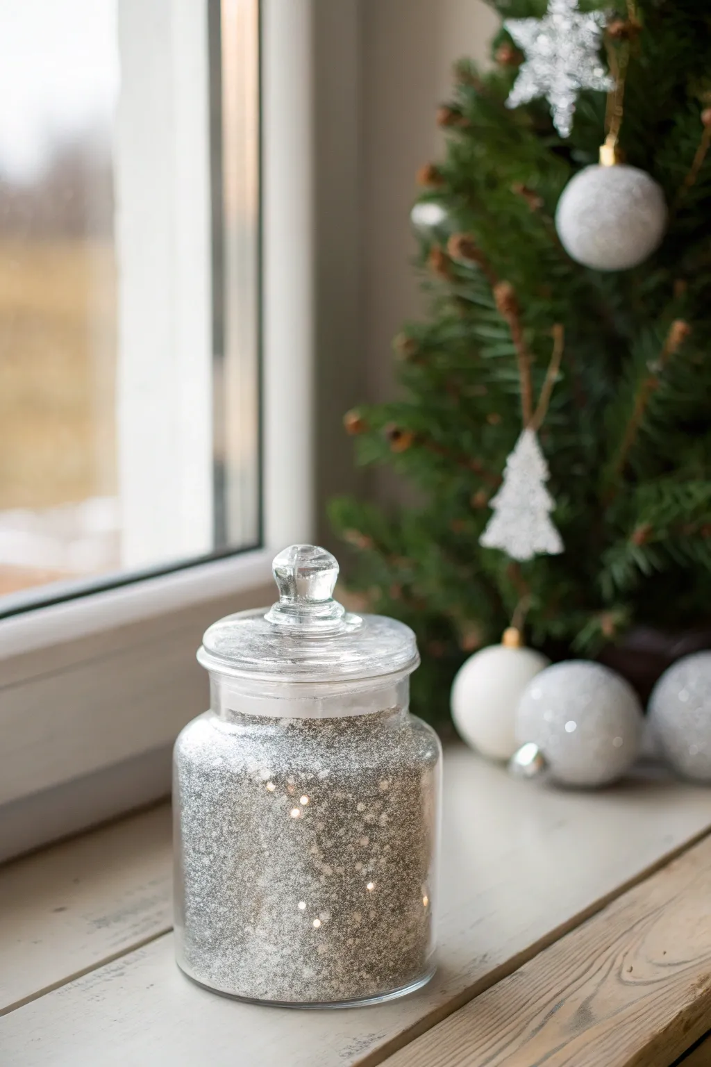 Add a touch of glitter and glow to your holiday decor with this simple yet stunning candy jar idea.