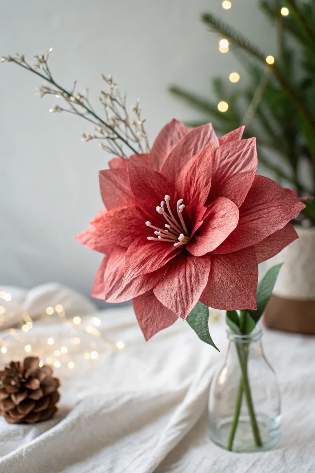 Bring a touch of handcrafted elegance to your holiday decor with these stunning tissue paper flowers.