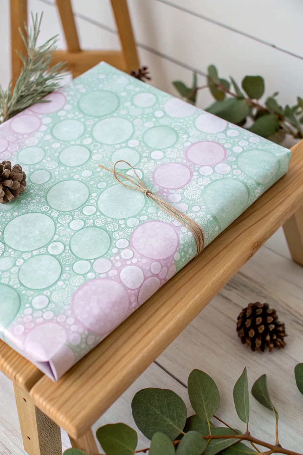 Create magic with bubble art: Unique and playful wrapping paper for a special Christmas touch.
