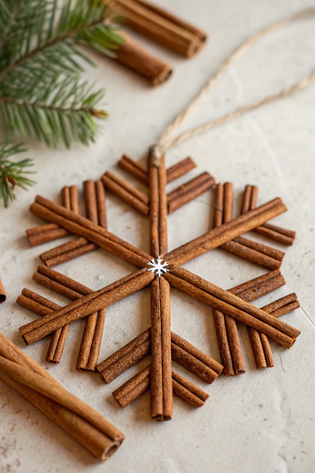 Add a sprinkle of winter magic to your decor with these charming cinnamon stick snowflake ornaments. ❄️✨