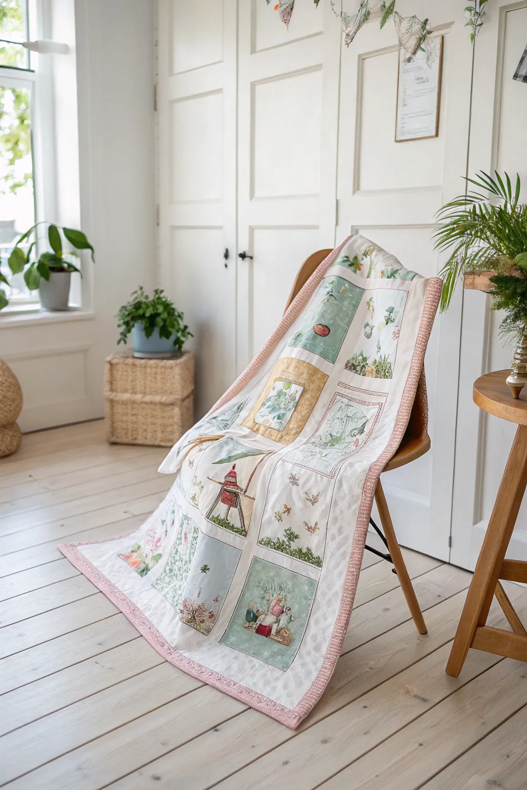 Weaving tales through threads: A storybook quilt that captures imagination and craftsmanship.