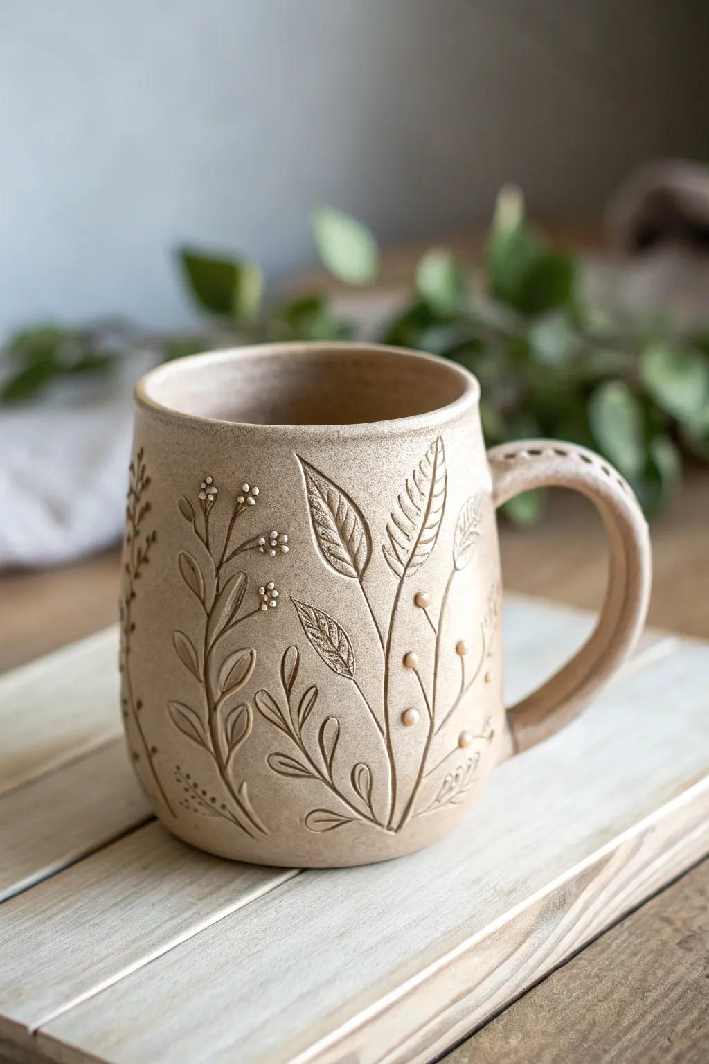 Sip in serenity with this artisan clay mug, where nature meets minimalism in perfect harmony.