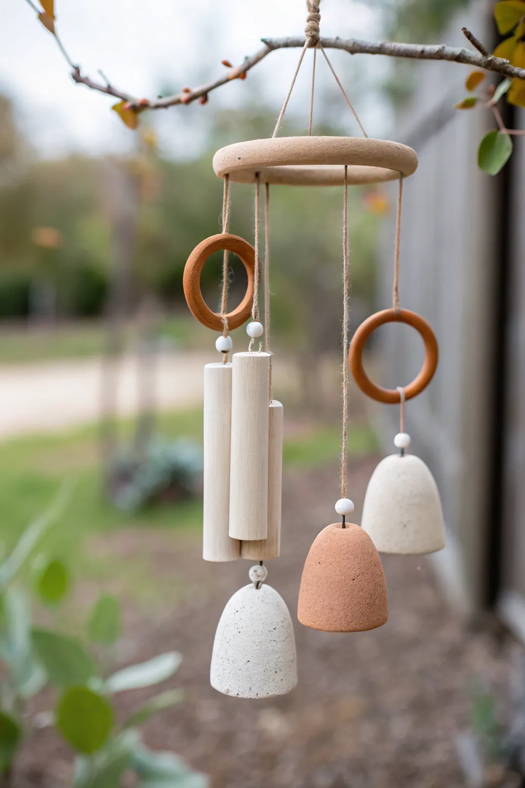 Embrace the serenity of handmade clay wind chimes, where art meets the gentle whispers of the wind.