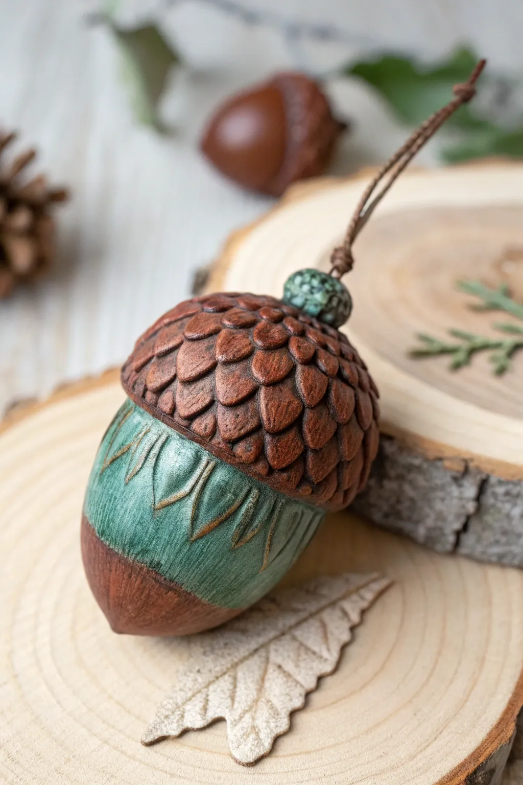 Embrace the warmth of nature with handcrafted clay acorns for a rustic holiday touch.
