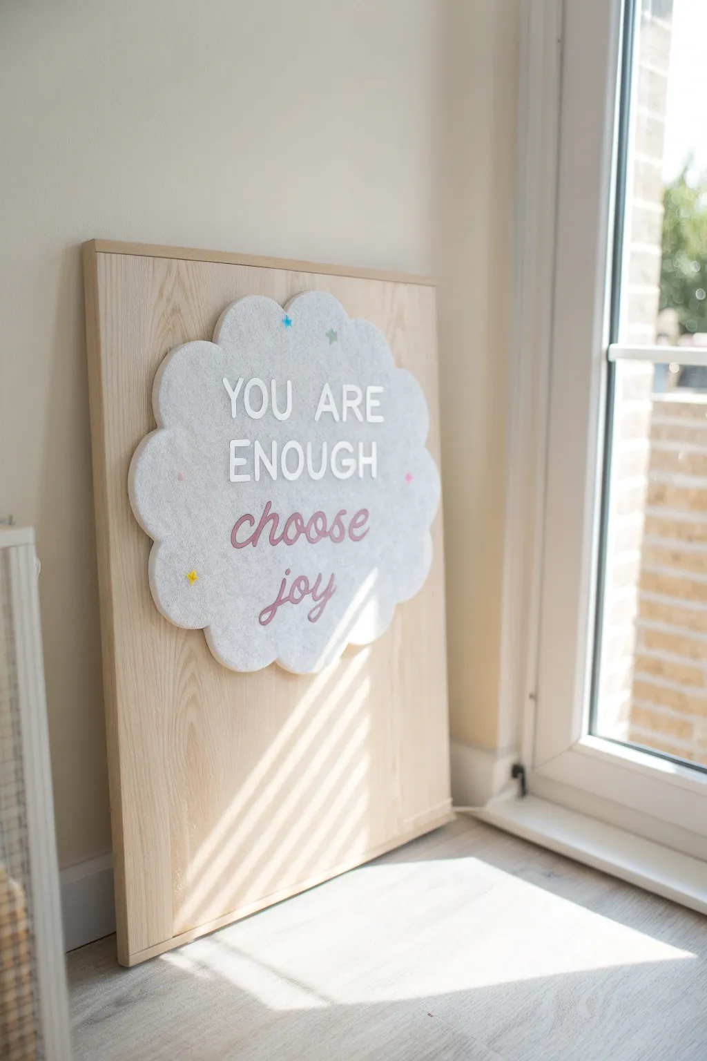 Bring a touch of positivity to your space with this dreamy cloud of affirmations. #ScandiBoho #PositiveVibes