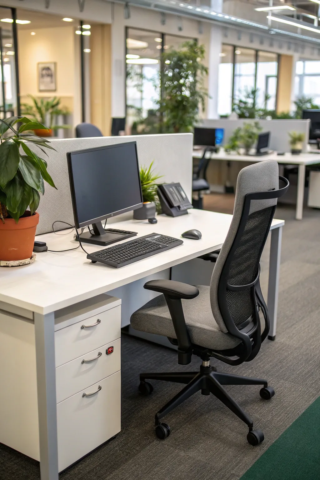 Ergonomic furniture enhances comfort and productivity.