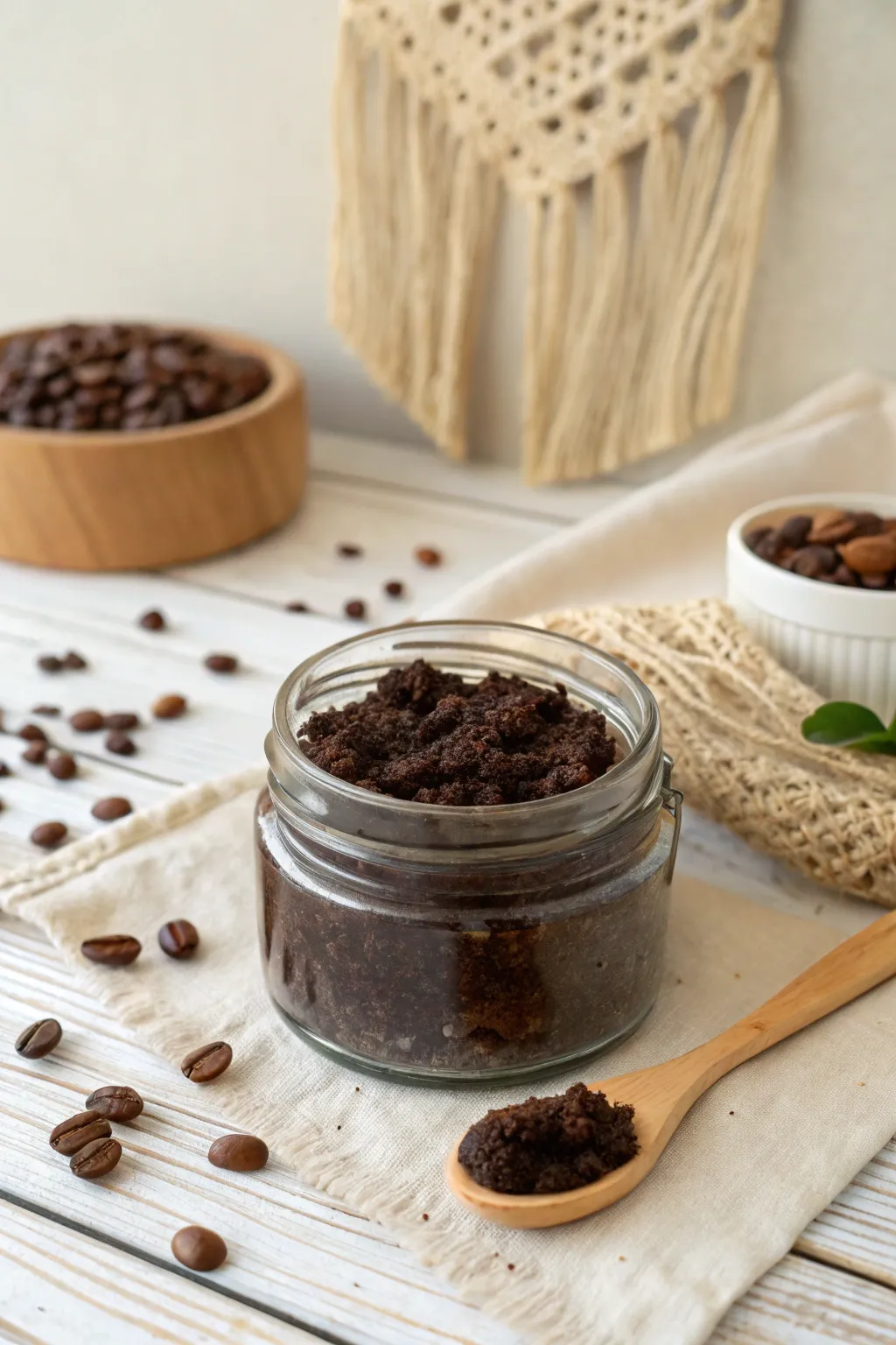 Transform your coffee grounds into a luxurious body scrub - a perfect blend of simplicity and renewal.