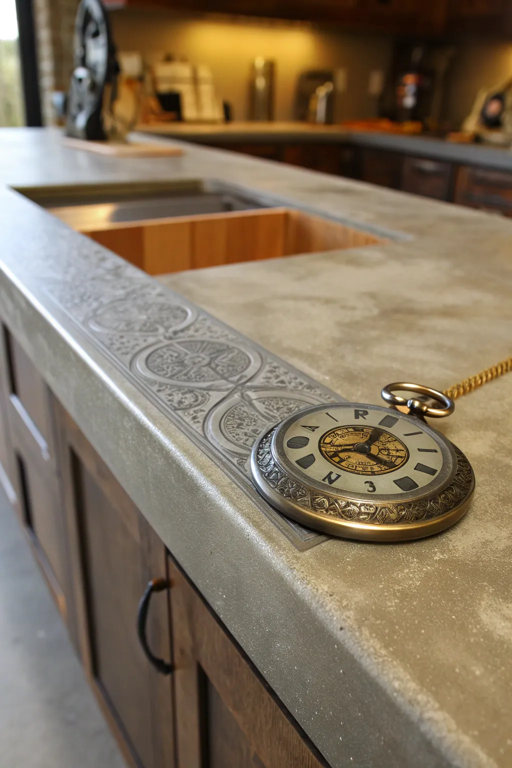 Preserve memories with timeless elegance: a concrete countertop inlay that tells a story.