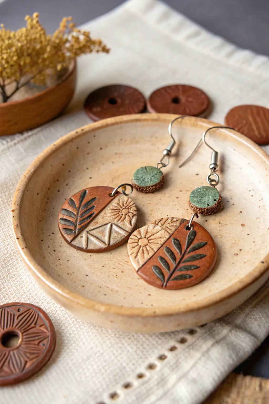 Artisan clay earrings that showcase unique craftsmanship.