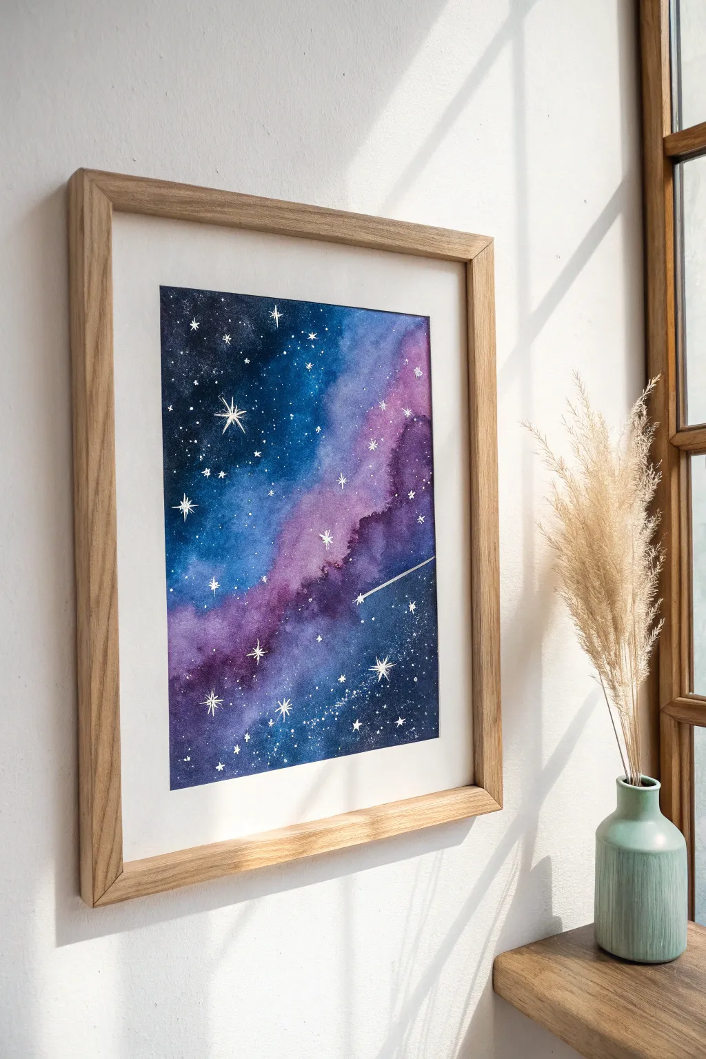 Dive into the cosmos with this enchanting watercolor galaxy, where simplicity meets celestial wonder.