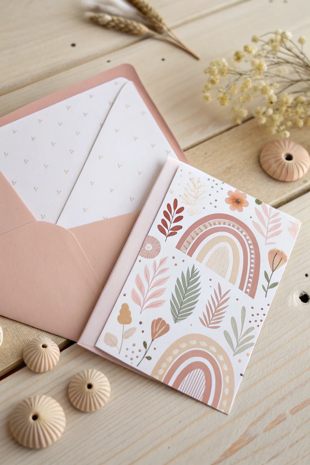 Discover the charm of interactive designs with this minimalist boho-inspired greeting card.