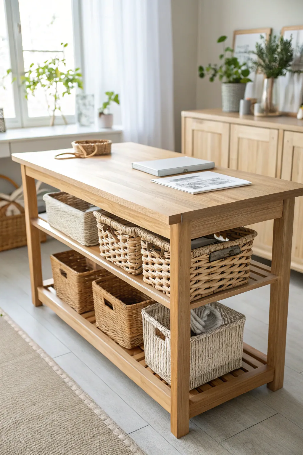 Elevate your craft space with stylish and functional under-table storage solutions. 🌿✨