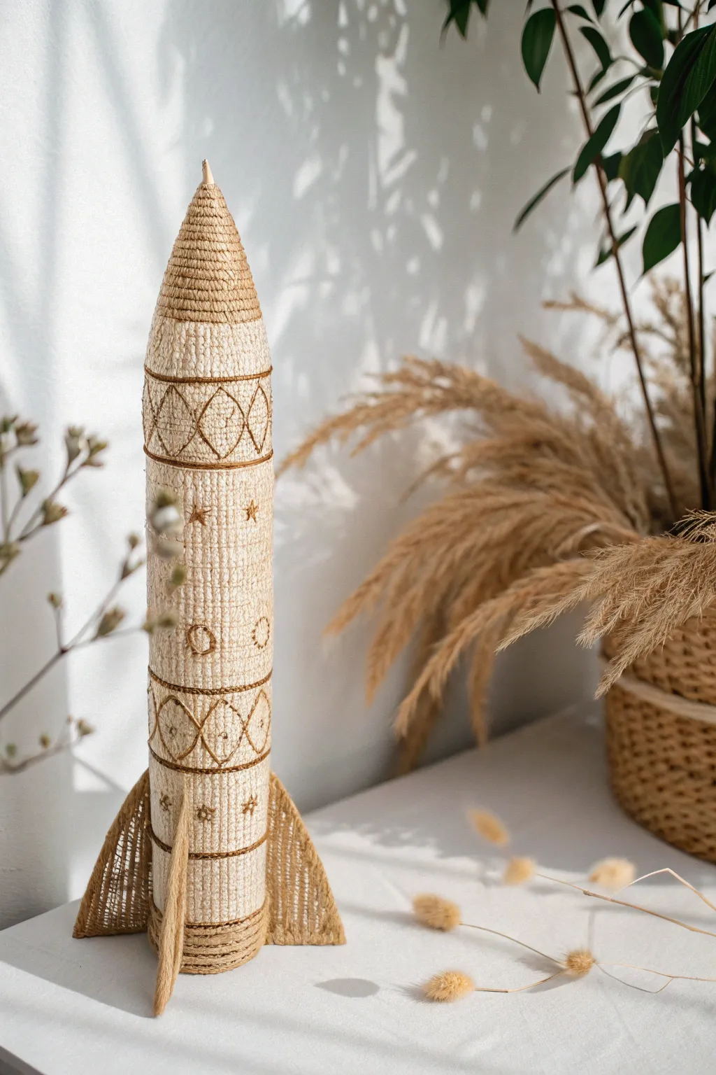 Launch your creativity with these charming straw rockets, blending boho flair and minimalist elegance.