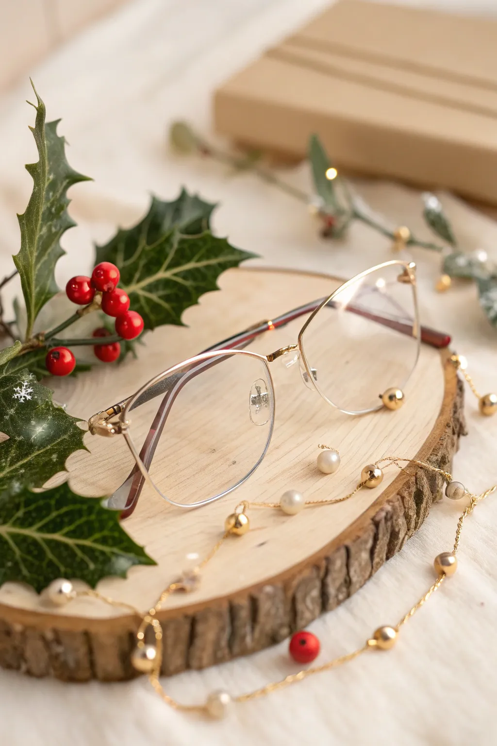 Add a touch of festive elegance to your holiday look with these charmingly adorned eyeglasses.