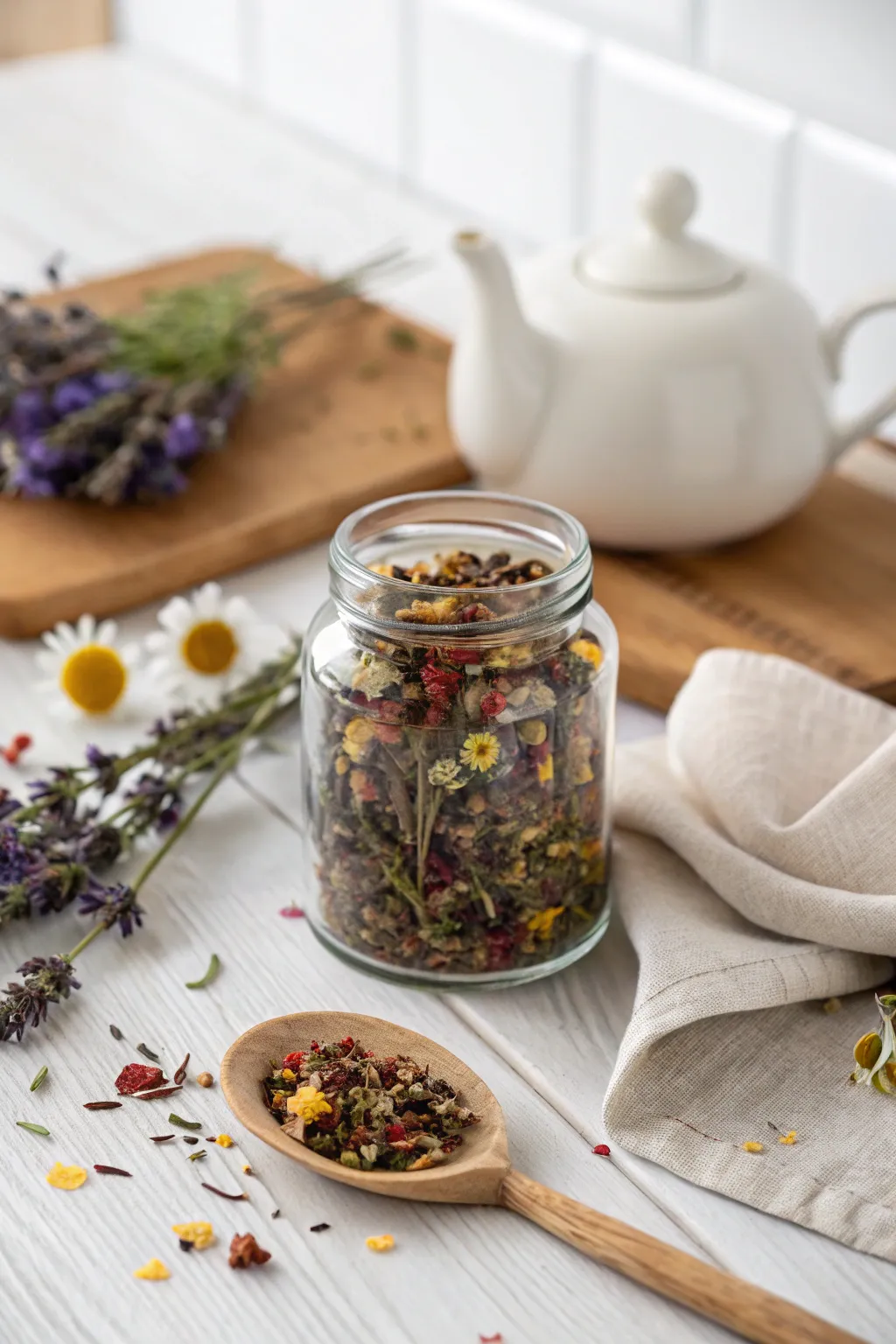 Craft your own calming tea blend with a touch of Scandinavian elegance. Perfect for a thoughtful Christmas gift!