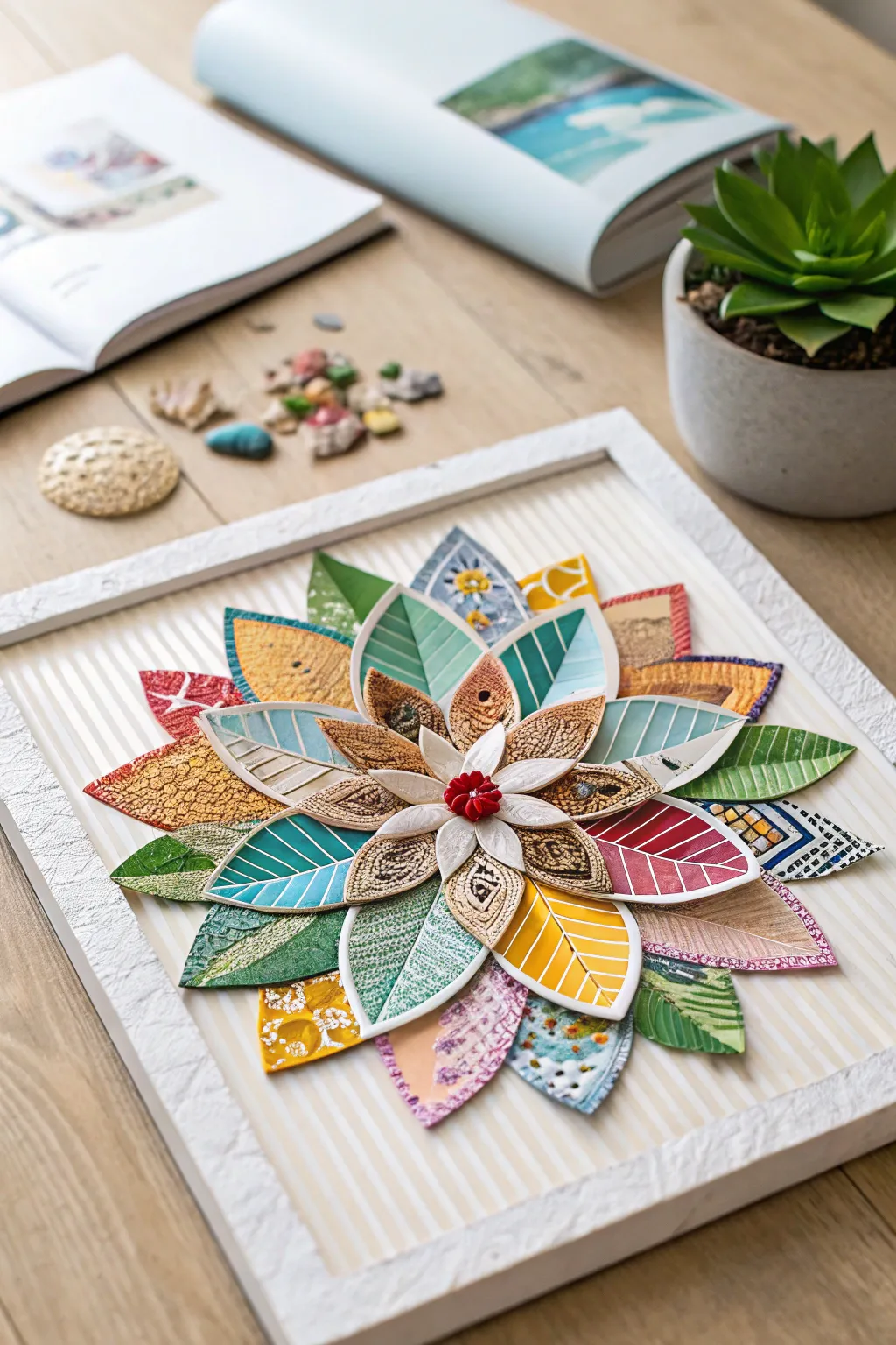 Unleash your creativity with a recycled paper collage, where sustainability meets stunning artistry.