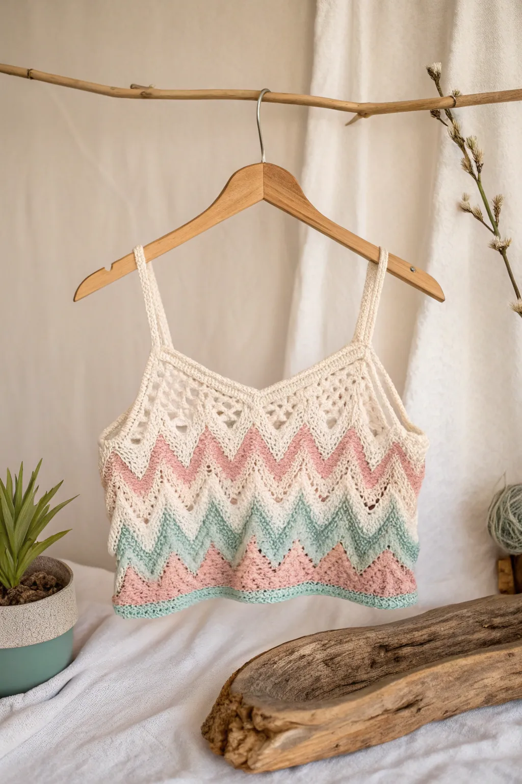 Elevate your style with this stunning Chevron Pattern Crop Top, where craftsmanship meets simplicity.