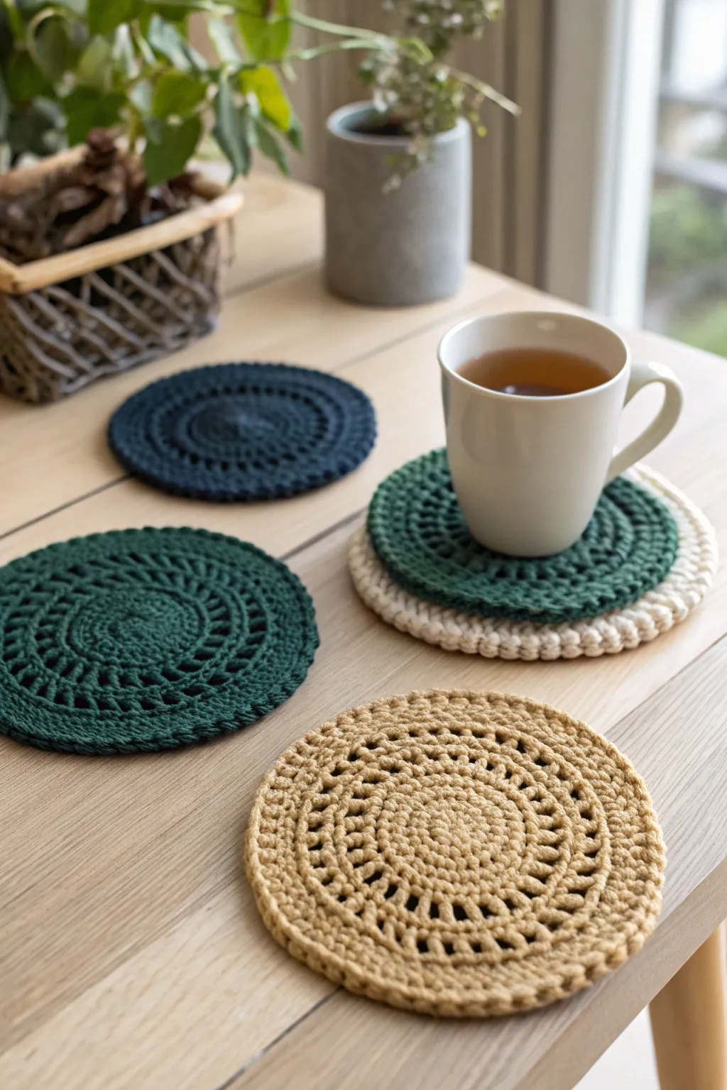 Craft the perfect cozy touch with handmade crochet coasters, ideal for adding warmth to any space.