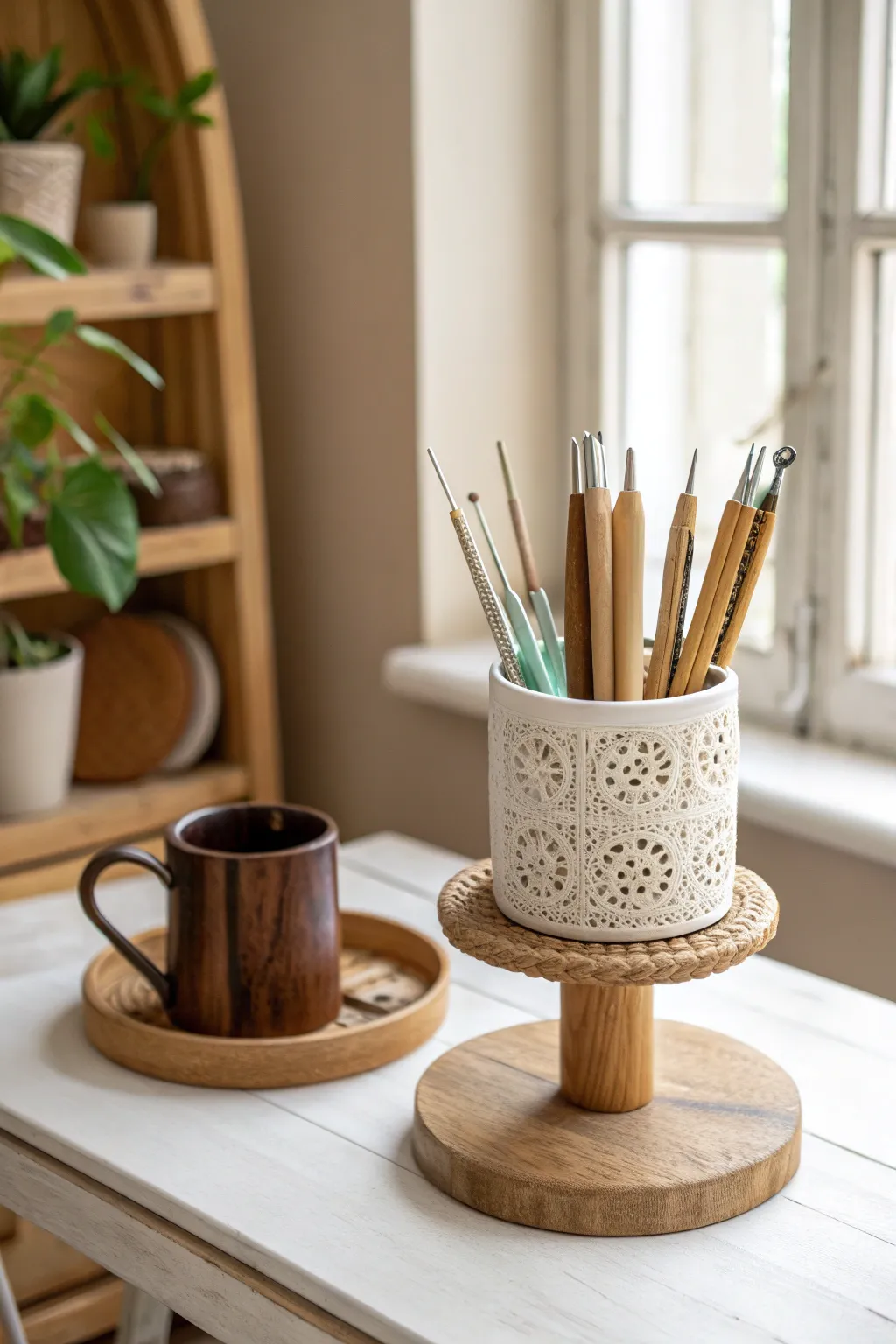 Discover the charm of vintage repurposing with this elegant crochet hook display.