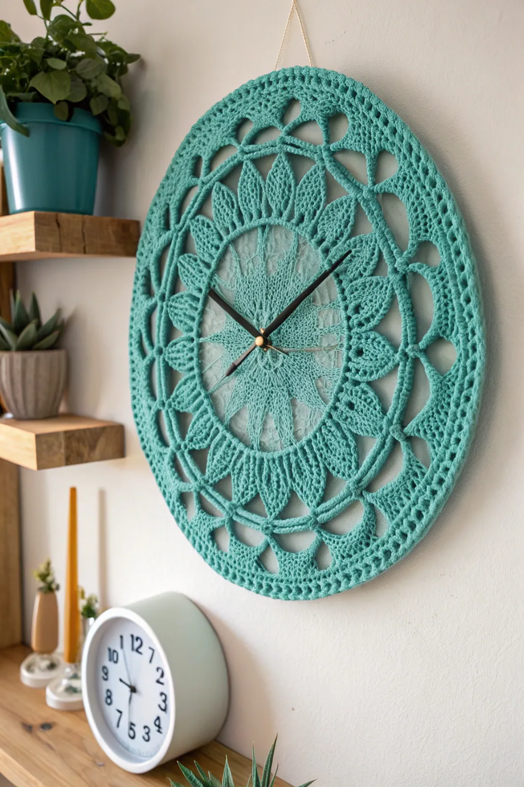 Transform time with a touch of crochet charm! 🌿🧶 #CrochetDecor #ScandiBoho