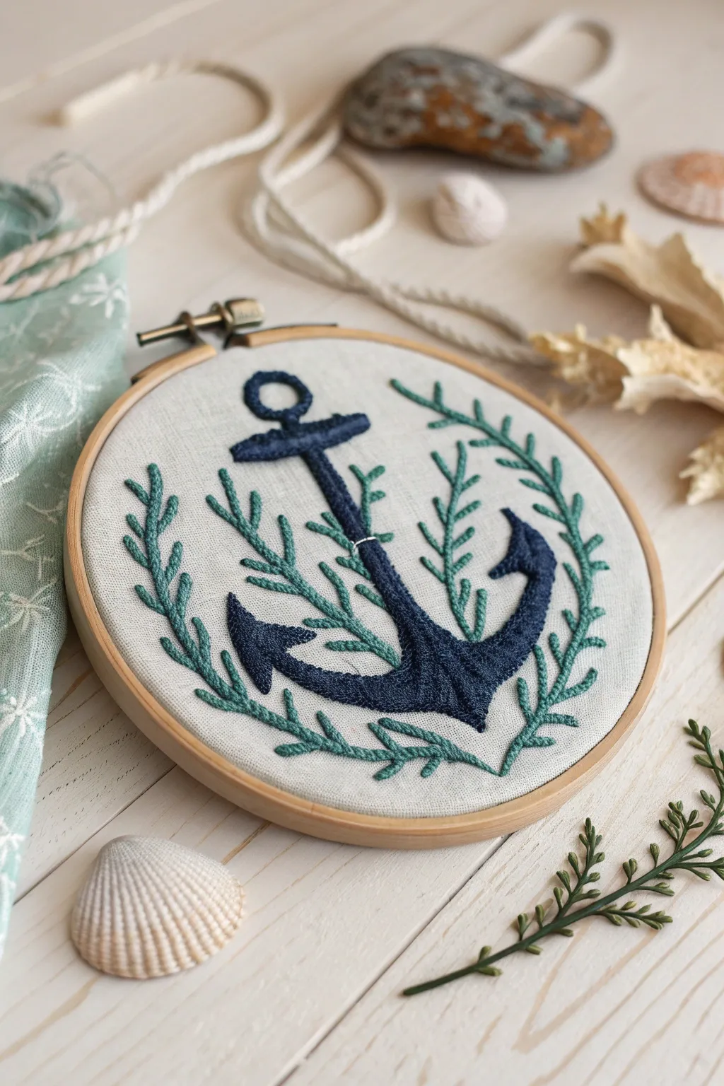 Embrace the sea with stunning nautical embroidery that captures the spirit of summer adventures. 🌊🪡 #NauticalDesign #EmbroideryArt