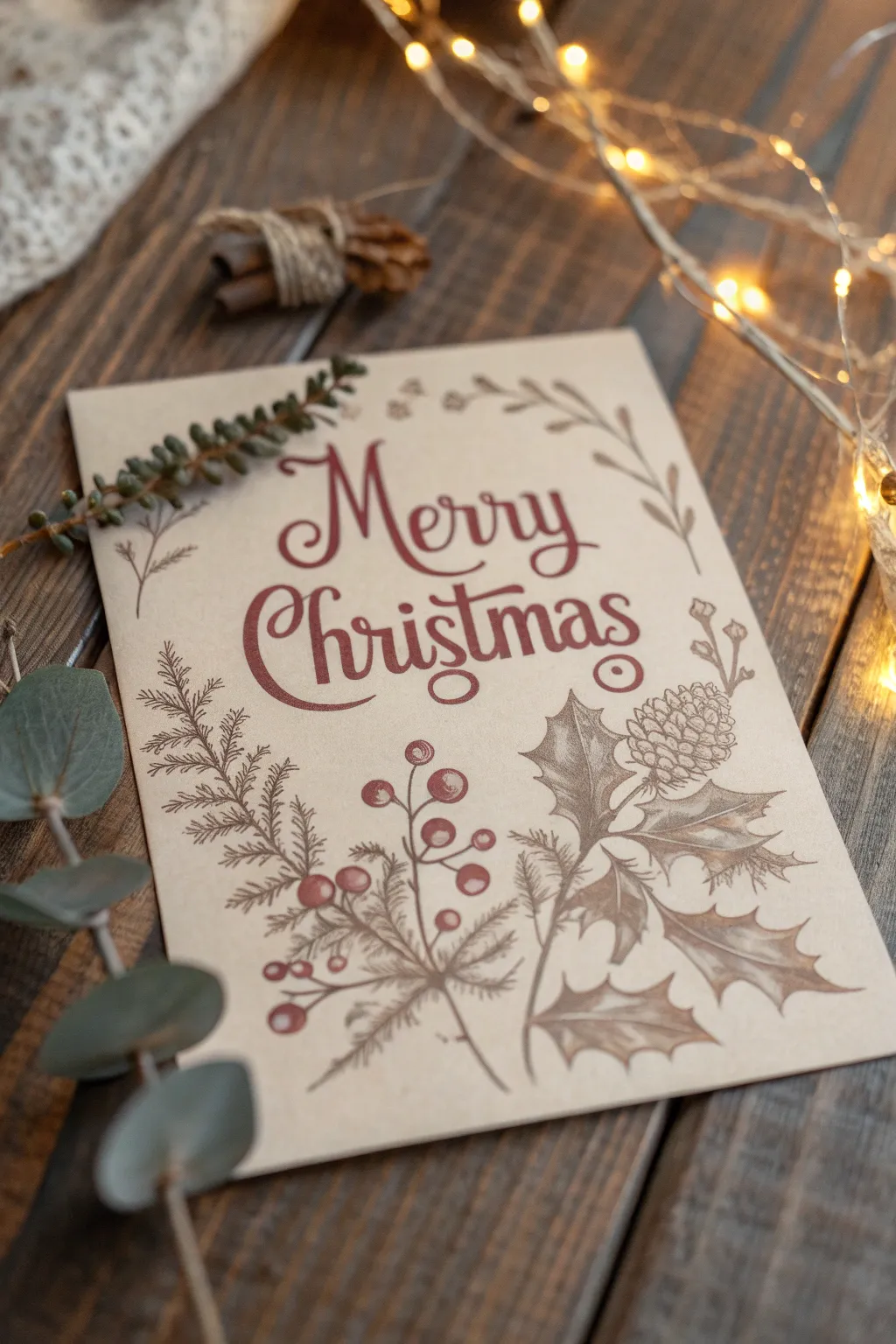Embrace the nostalgia of Christmases past with a charming vintage card design.