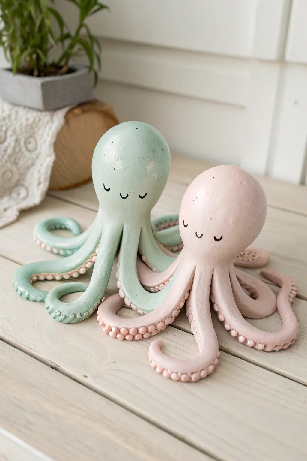 Celebrate love with these adorable hand-crafted clay octopuses, a perfect blend of minimalist charm and bohemian style.