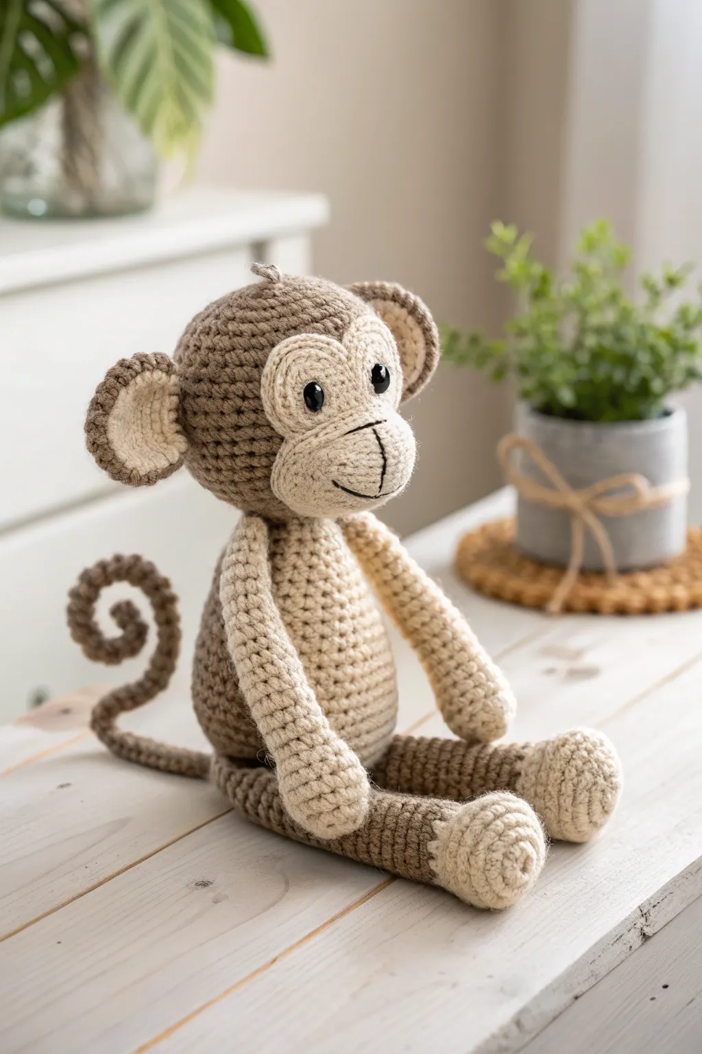 Embrace playful creativity with this adorable crochet monkey, perfect for adding a touch of whimsy to any space!