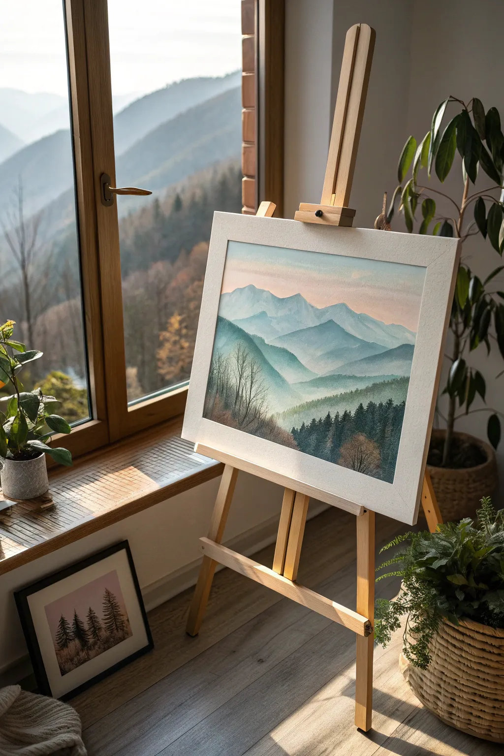 Escape to tranquility with a serene mountain landscape painting that brings the beauty of nature into your home.