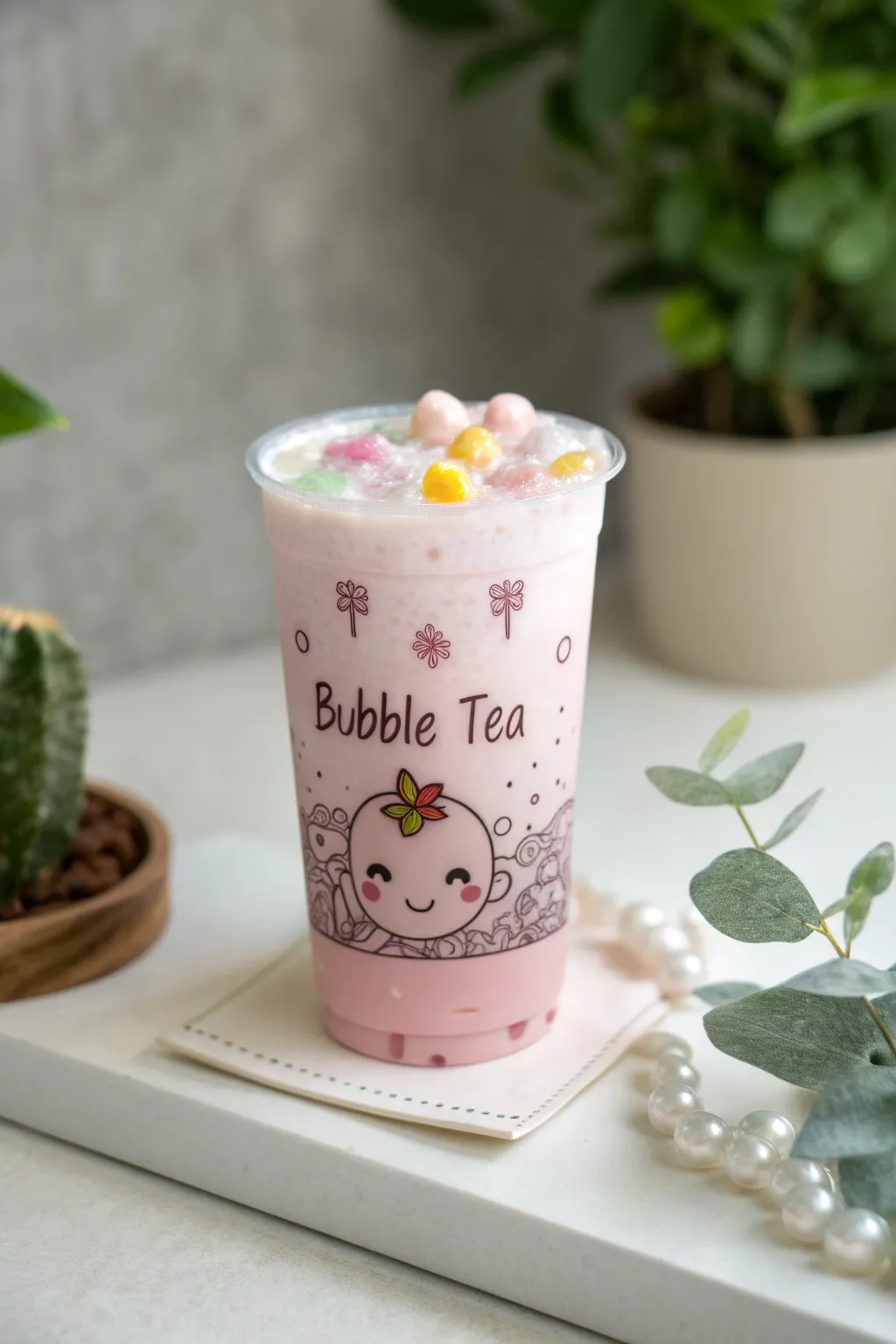 Meet your new adorable companion: the kawaii bubble tea that brings joy to any minimalist setting.