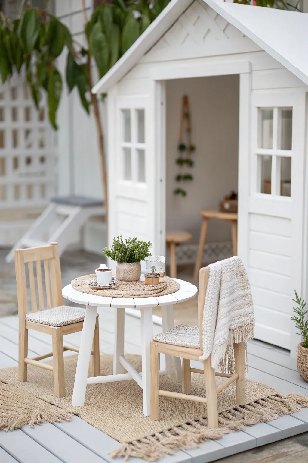 Create a charming playhouse café with a miniature bistro setup, perfect for little imaginations!