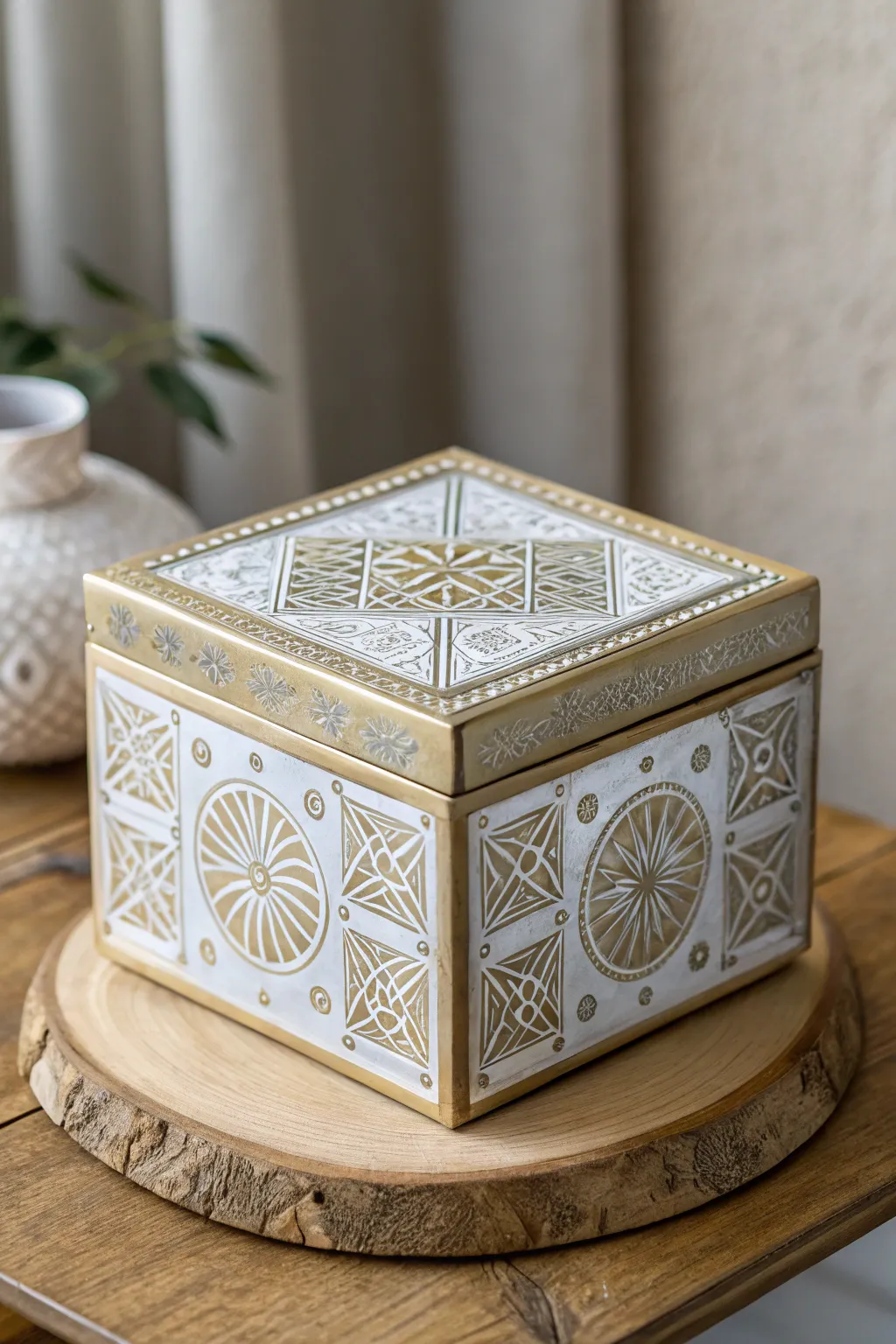 Elevate your decor with a touch of geometric glam — where minimalist design meets metallic elegance.