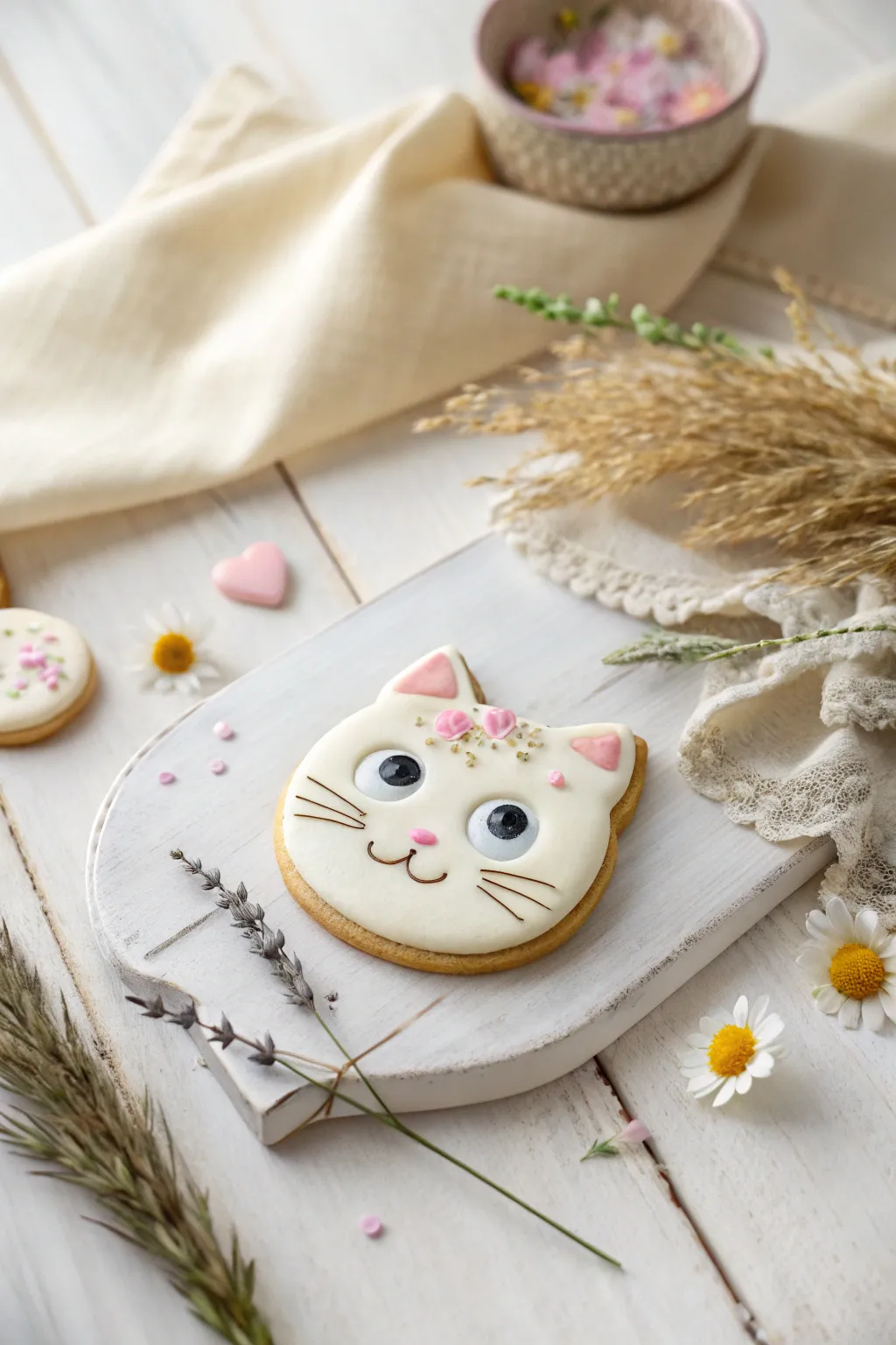 Delight in the simplicity and charm of kawaii kitten cookies, where craftsmanship meets cuteness.