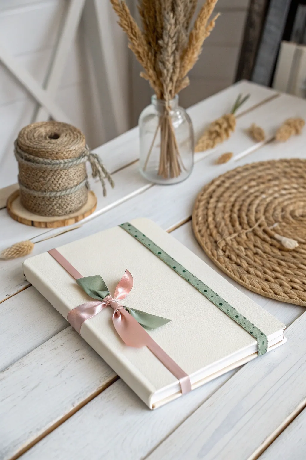 Add a touch of whimsy to your notebook with delicate ribbons and bows for a simple yet elegant flair.