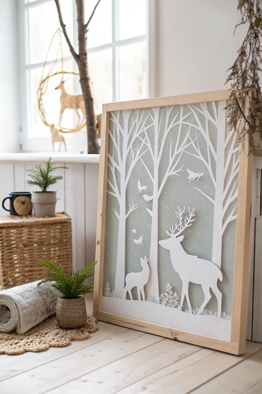 Bring the whimsical charm of nature into your space with this handcrafted decoupage masterpiece.