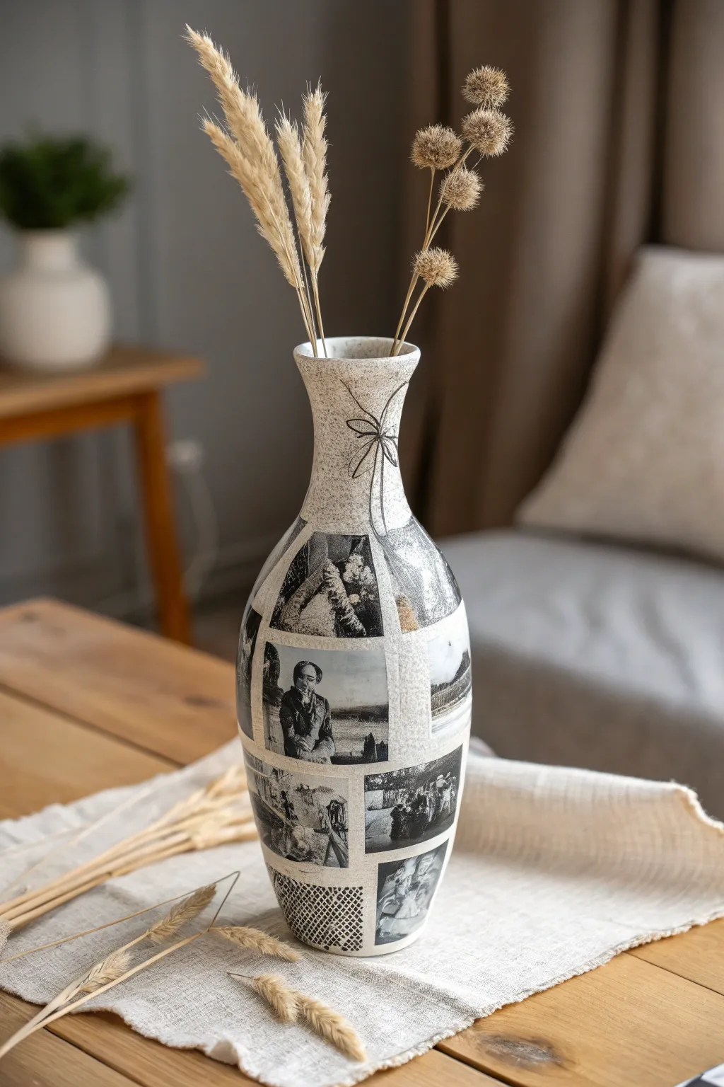 Preserve memories in style with a personalized decoupage vase.
