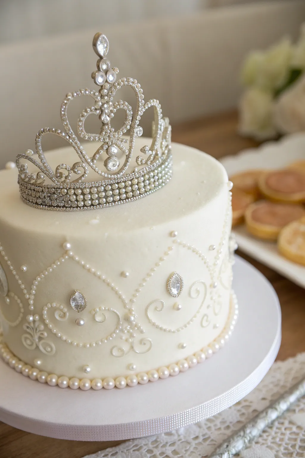 Transform your cake into a royal masterpiece with edible jewelry that dazzles.