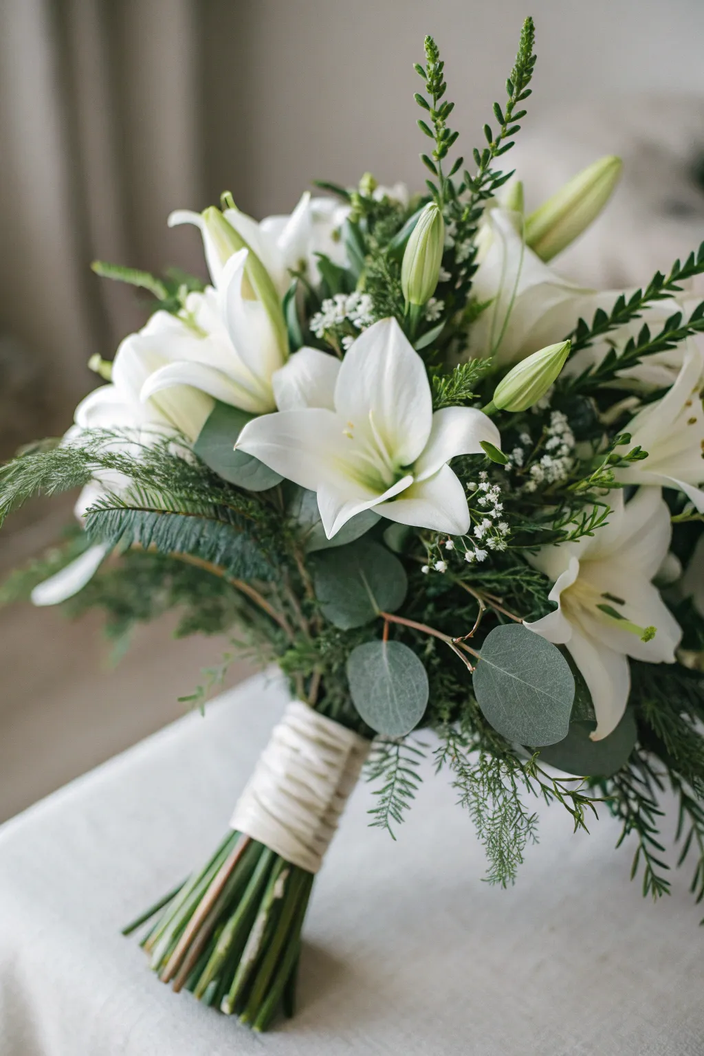 Embrace the serene elegance of a Winter Wonderland with this stunning DIY bridal bouquet.