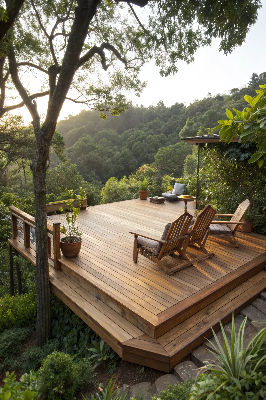 Elevate your outdoor experience with a handcrafted floating deck that blends seamlessly with nature.