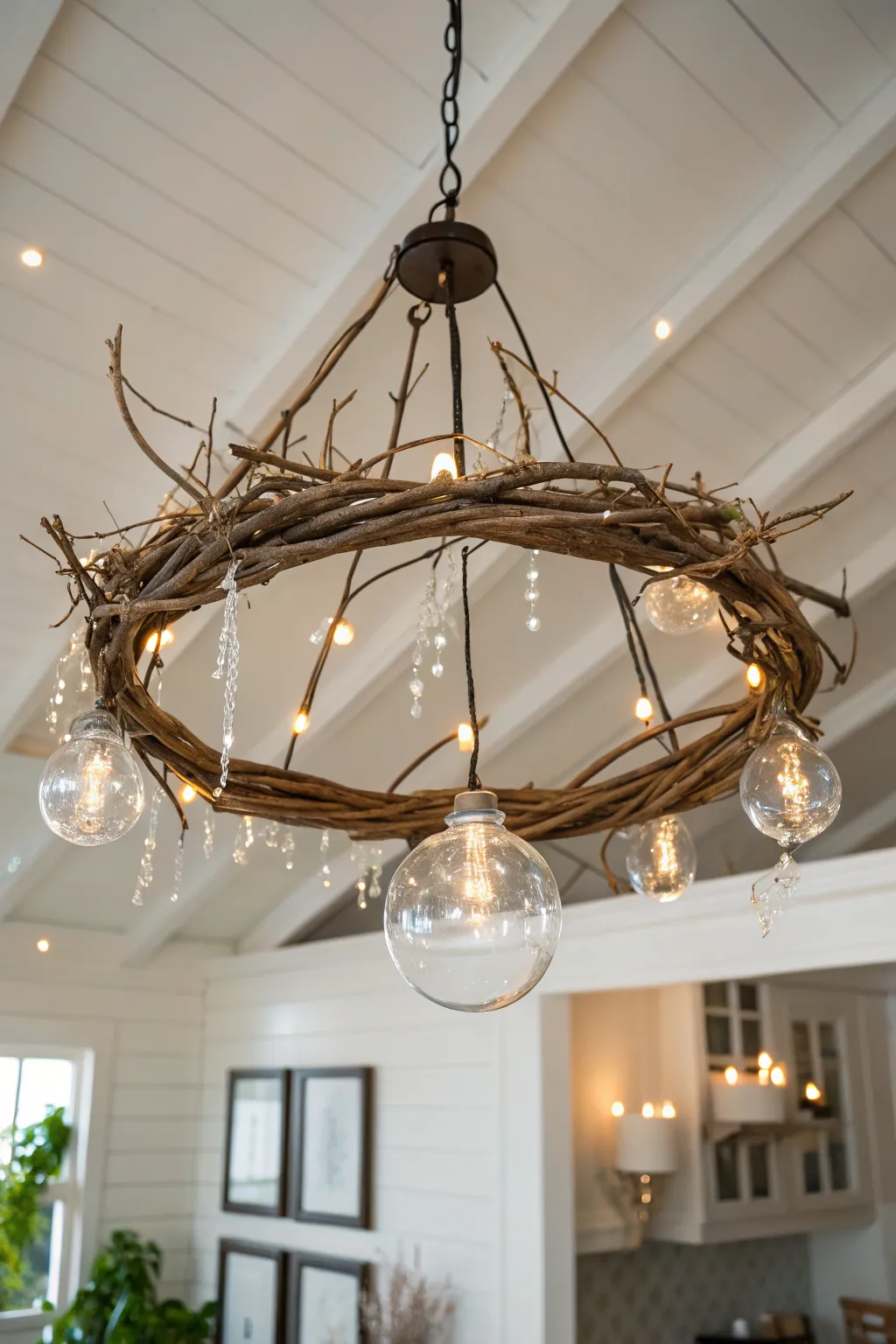 Illuminate your holiday season with a charming rustic chandelier that combines nature and elegance.
