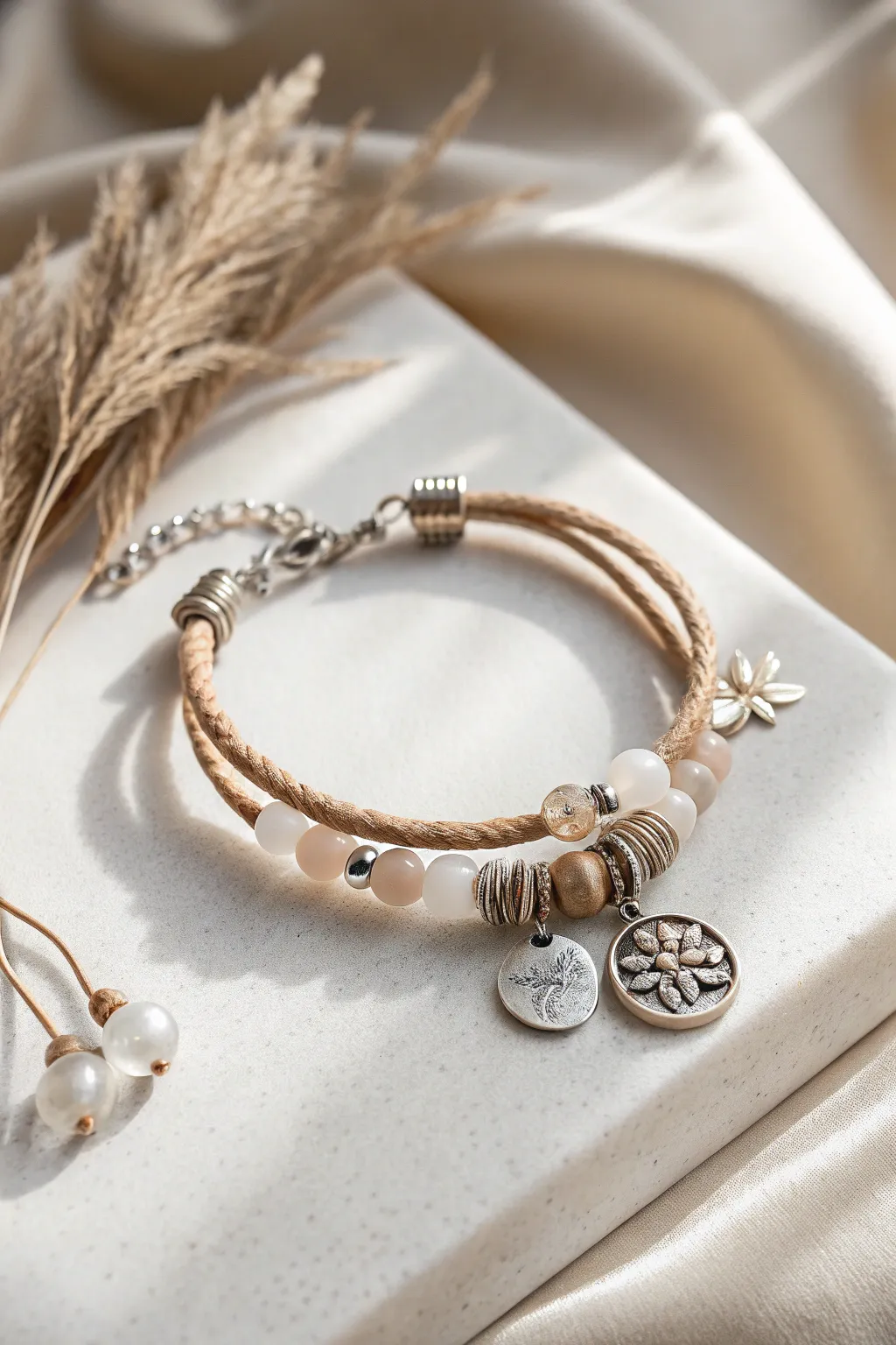 Elevate your style with the elegance of layered charm bracelets. Embrace simplicity and craftsmanship in every detail.