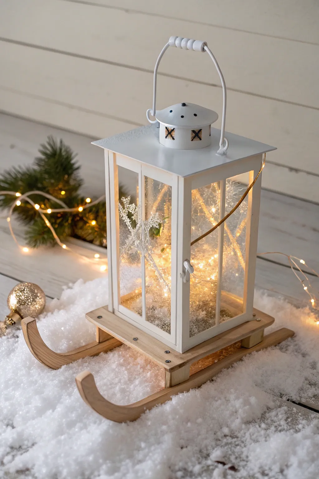 Capture the magic of snowy sledding with this minimalist DIY Christmas lantern scene.