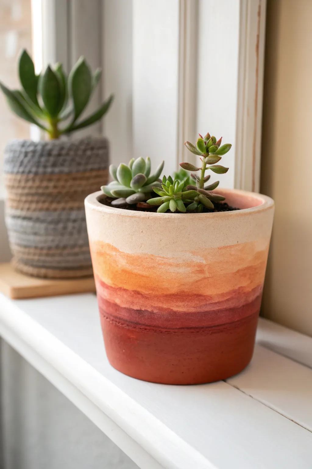 Elevate your space with this stunning ombre clay pot—where craftsmanship meets natural beauty. 🌿✨